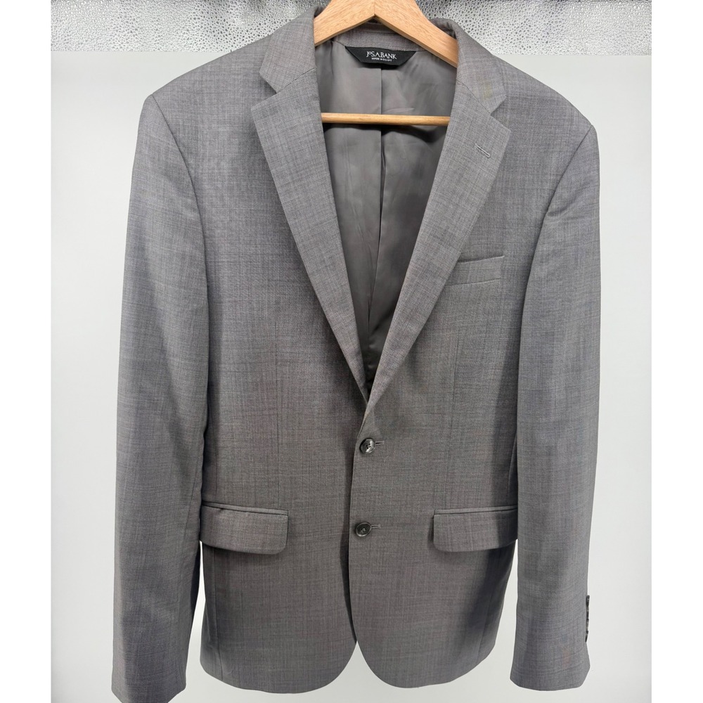 Jos A Bank‎ Traveler Slim Fit Grey Wool Suit Blazer Jacket 38R 2 Button 0795